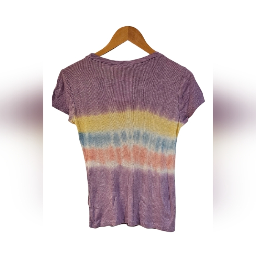 Anthropologie - NEW Maronie Tie Dye Knit Pullover T-Shirt Blue Ribbed Top​​​ - Picture 3 of 6